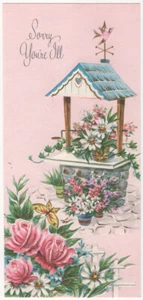 Tarjeta frontal de colección Wishing Well flores acentos dorados en relieve Get Well - Imagen 1 de 2