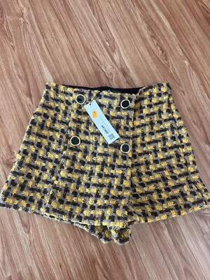 Pantalones Cortos ZARA Join Life Mezcla Lana Talla S/M Amarillo Mostaza Marrón Foto 1 de 4