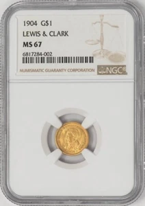 1904 $ Lewis & Clark Gold Dollar MS67 NGC 948183-9 - Picture 1 of 4
