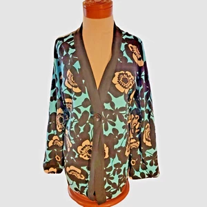 Vintage Norm Thompson Cardigan Sweater Floral Daisy Button Kimono T44 - Picture 1 of 11
