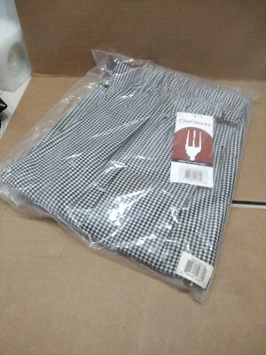  NEW Chef Works Check Baggy Chef Pants Elastic Waist Drawstring XSmall  - Image 1 of 4