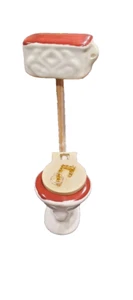 VINTAGE MINIATURE CERAMIC TOLIET WITH PULL CHAIN # 7ES-557 MADE IN TAIWAN - Picture 1 of 7