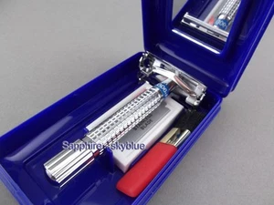 Copper Alloy Metal Handle Safety Wet Shaving Razor&5 Pcs of Double Edge Blades - Foto 1 di 6