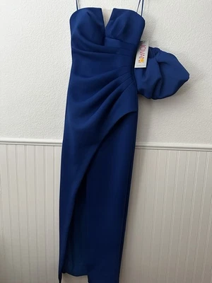 Jovani dress Formal long NWT Size  4 Royal Blue removable puff sleeves  - Image 1 of 4