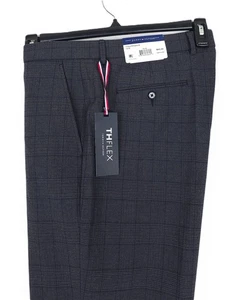 Tommy Hilfiger Herren Modern Fit Stretch Anzughose Grau Blau Kariert 36x30 Neu mit Etikett - Bild 1 von 6