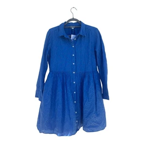 NUEVO CON ETIQUETAS J. Mini Vestido Camisa Crew Ojales, Mangas Largas, Azul Costa, Talla 8 - Imagen 1 de 7