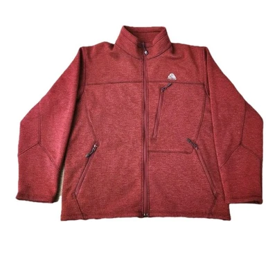 Chaqueta Nike ACG Cremallera Completa Para Hombres Grande Granate Cuello Simulado Tejido Gofre Mezcla de Lana Y2K  Foto 1 de 4