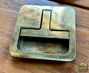 Vintage Flush T Pull, Keeler Brass Company No. 8665, 2.75" Square, Mid Century - Picture 1 of 9