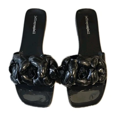 Sandalias Jeffrey Campbell Fleuris Jelly Chanclas Negras Florales Tanga Talla 10 Foto 1 de 4