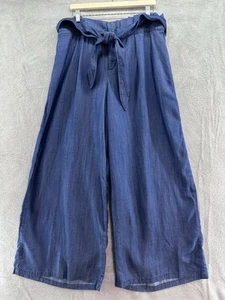 Standards & Practices Jeans Women 2X Blue Tencel Wide Leg High Rise Tie Elastic - Picture 1 of 15