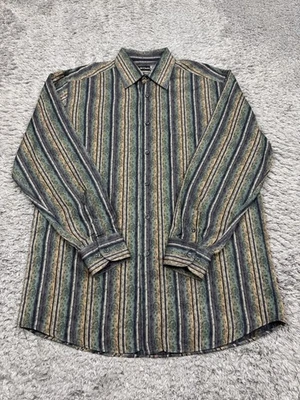 Camisa St Croix Hombre Mediana Verde Oliva Pastel Floral Rayas Abotonada Italia De Colección Foto 1 de 4