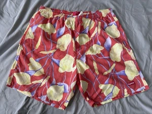 Supreme Red Floral Nylon Water Shorts Trunks  Box Logo SS18 Size Large - Picture 1 of 2