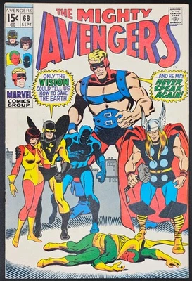 The Avengers #68 1969 5.5 FN- Death Ultron 6! Black Panther app! Sal Buscema art - Image 1 of 4