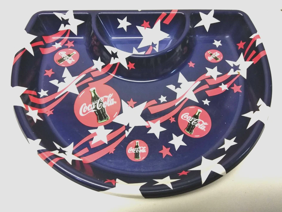 RED WHITE & BLUE Coca Cola Coke Collectible 4th of July PLASTIC CHIP & DIP TRAY - Image 1 of 4