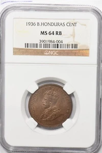 British Honduras 1936 Cent NGC MS64 Red Brown NG1703 combine shipping - Picture 1 of 2