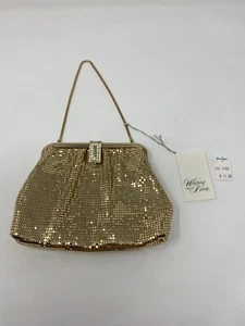Vintage 1950s Whiting & Davis Gold Mesh Evening Bag Clutch Purse New W/Tags Rare - Foto 1 di 6