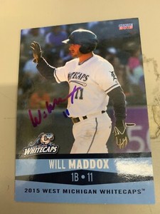 Will Maddox Signed Card 2015 West Michigan White Caps Team Card IP Auto