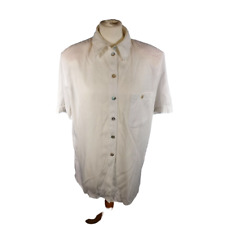 Gina Benotti Blouse Shirt White Size 14 Vintage 90s Short Sleeve