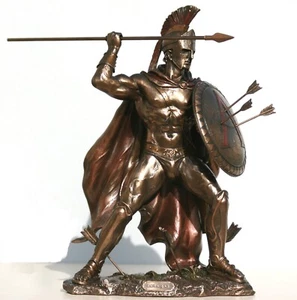 LEONIDAS Greek Spartan King Warrior Statue Sculpture Figure Bronze Finish 12.5in - Picture 1 of 12