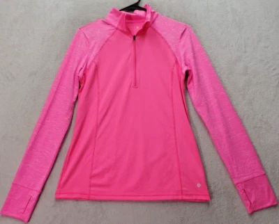 Camisa Xersion Activewear Para Mujer Pequeña Rosa Manga Larga Logo Semi Ajuste Media Cremallera Foto 1 de 4