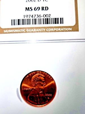 2002D Lincoln Cent NOT SMS NGC MS69 Outstanding Luster and Reddish Beauty! - Image 1 of 3