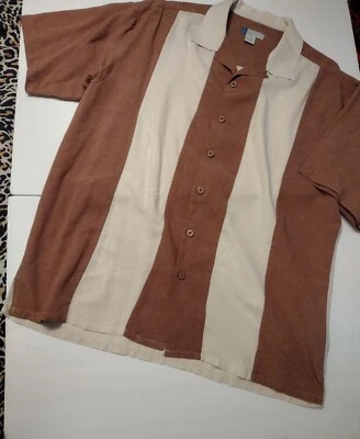 HAWAIIAN SHIRT LARGE BUTTON FRONT HALF MOON BAY  50% Silk/50% R Pineapple - Image 1 of 4