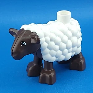 Lego Duplo White Sheep Lamb Figure Dark Brown Farm Animal Minifigure Miniature - Picture 1 of 9