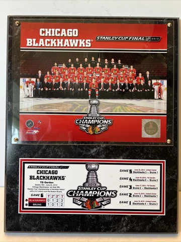 Chicago Blackhawk 2013 Stanley Cup Champs Plaque Team Picture-Game Scores 12x15 Cover