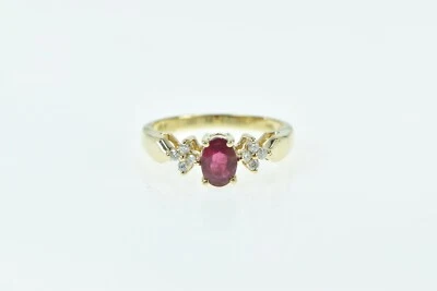 Anillo de compromiso de diamantes rubí natural de 14K 0,65 quilates de oro amarillo *10 Foto 1 de 4