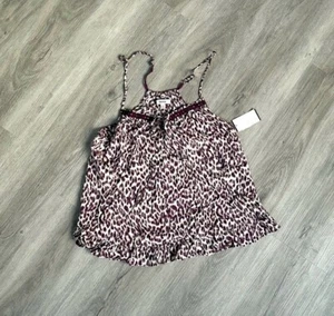 Kensie Purple & White Leopard Women's Loose Tank Top - Small - Picture 1 of 7