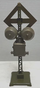 LIONEL PREWAR 69 WARNING BELL RAILROAD CROSSING SIGNAL SIGN - 9" TALL - WORKS! - Picture 1 of 9