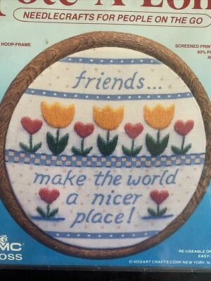 Friends Make the World a Nicer Place Kit de Bordado Vintage Nuevo en Paquete Bolso Largo Foto 1 de 4
