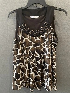 Signature by Larry Levine Petite Size PM Sleeveless Animal Print Lined - Picture 1 of 8
