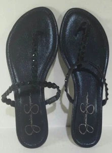 Jessica Simpson Karlee Damen 8,5 M schwarz Nieten flache Sandale Top Zustand! - Bild 1 von 12