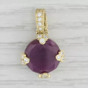 Redondo Rubí 0.25ctw Diamante Potenciador Colgante 18k Oro Amarillo Judith Ripka - Imagen 1 de 4