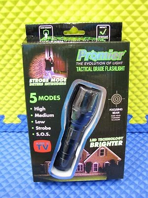 Promier LED 5 Mode Tactical Grade Flashlight w/Strobe & SOS Beam P-tackite-6/12 - Image 1 of 3