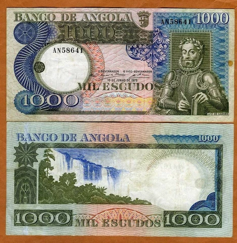 Angola, 1000 (1,000) Escudos, 1973, P-108, F Portuguese Colonial Cover