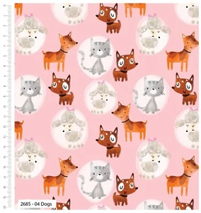Girls Day Out Fabric Dogs 100% Cotton 110cm wide #2685-04 Pink - Picture 1 of 1