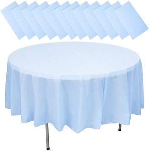 Juvale round Plastic Party Tablecloth for up to 72-Inch Table (Blue, 84-Inch, 12 - Picture 1 of 7