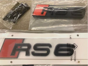 Audi RS6 C7 C7.5 Gloss Black Badge Set - Front Grille Badge & Boot Badge - Picture 1 of 3
