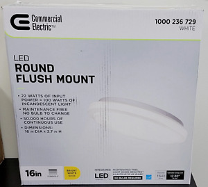 Commercial Electric 16 in. Round LED Flush Mount Ceiling Light 22 Watt Dimmable