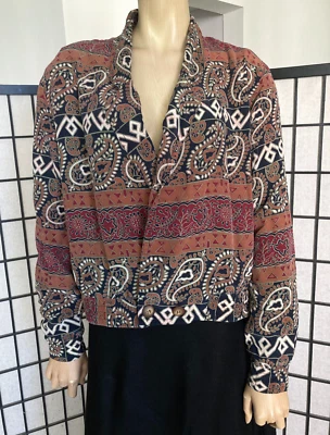 Chaqueta de Colección Años 80 Doble Pecho Seda Marrón Look Bomber de August Seda Talla L Foto 1 de 4
