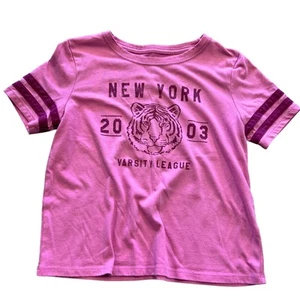 SO New York Varsity League Tiger Pink Boxy Graphic Tee Size 8 - Picture 1 of 2