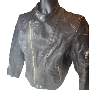 Giacca biker Harro vintage donna piccola uomo XS giovane XL moto pelle caffè - Foto 1 di 24
