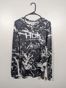 New Huk Men's Icon X Refraction Camo LS Men’s L Vented Shirt Gray - Picture 1 of 7
