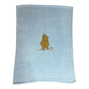 Klassische Pooh bestickt blau Plüsch Baby Decke weich Disney Fuzzy Pooh 29x39 - Bild 1 von 9