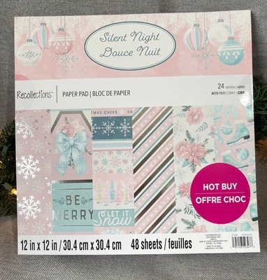 Recollections Silent Night  12"x12" Paper Pad 48 Sheets Pastel Pink Blue Silver - Image 1 of 4