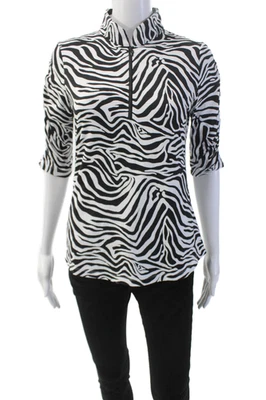 Top Deportivo Ibkul Mujer Media Cremallera Media Manga Estampado Animal Blanco Talla S Foto 1 de 4