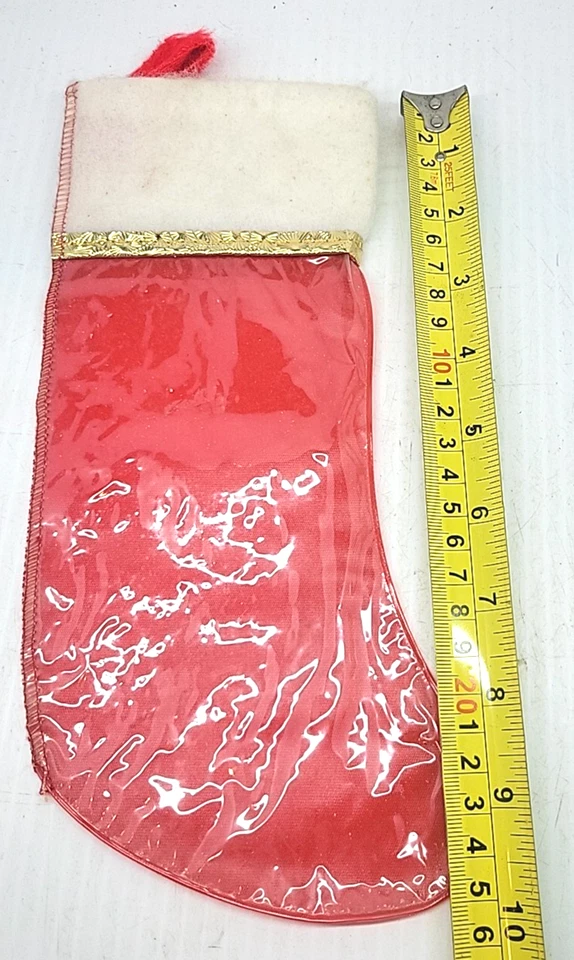 Vintage Red Plastic Christmas Stocking 10" - Image 1 of 4
