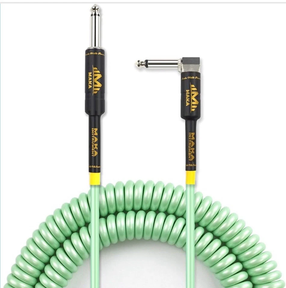 Cable de bobina de guitarra premium de 20 pies, cable rizado enrollado para instrumento para bajo de guitarra, Foto 1 de 4